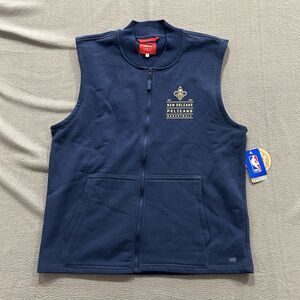 Sportique New Orleans Pelicans Vest Mens Large Blue NWT Fleece Full Zip NBA